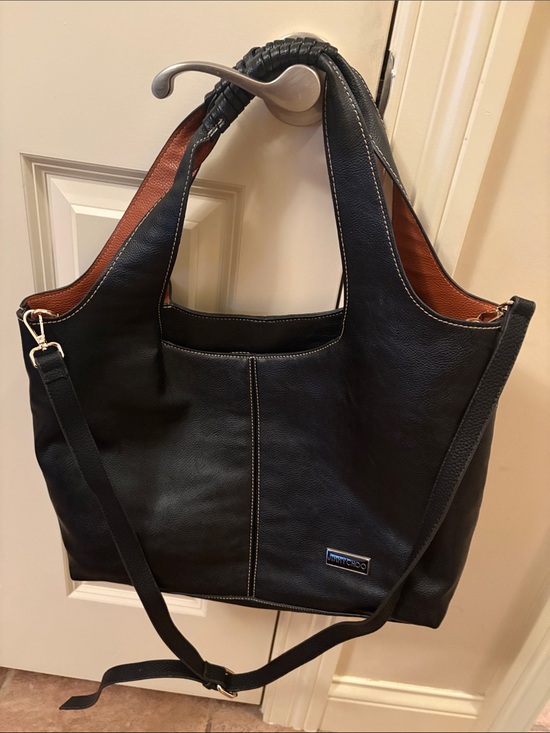 Jimmy Choo Handbags - Jimmy Choo Black Leather Tote with Brown Interior Trim
